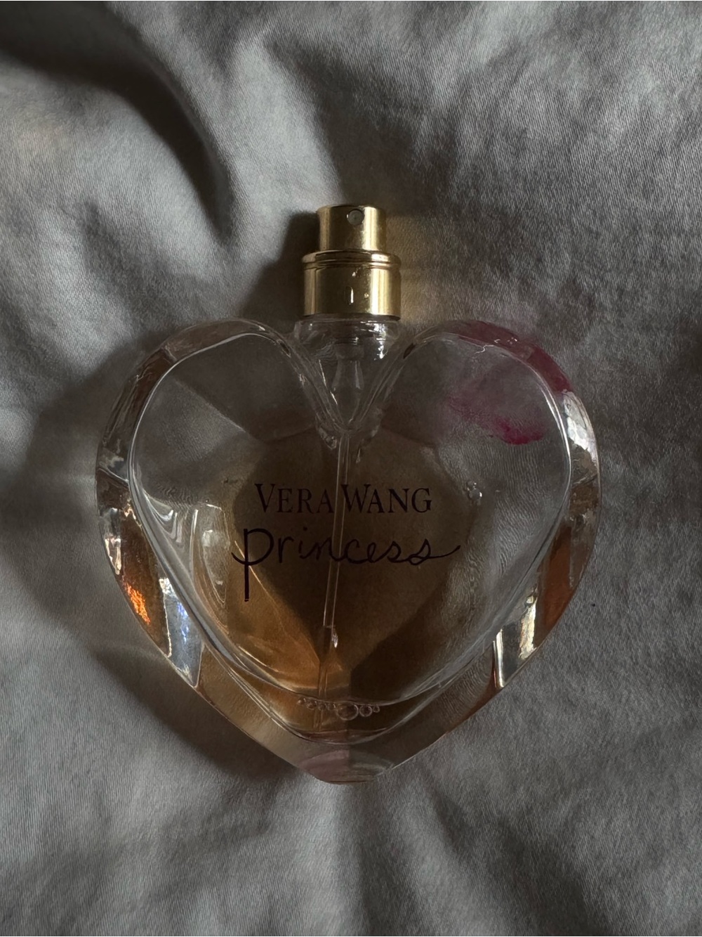 Vera Wang Princess Heart Perfume Bottle - Clear Glass with Gold Sprayer